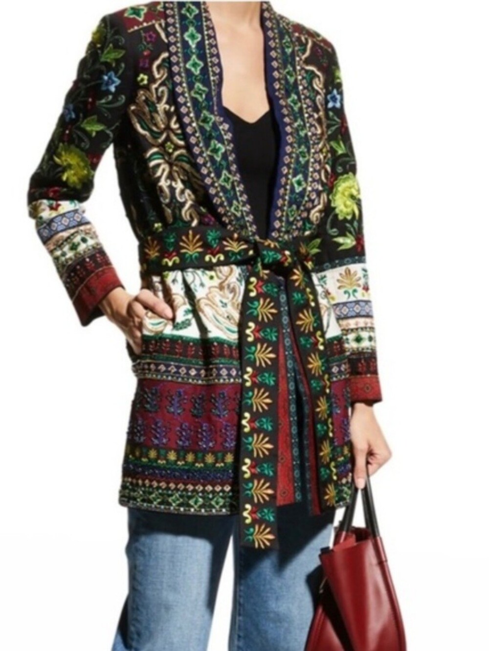 Alice + Olivia Wheaton Embroidered Shawl Collar Blazer